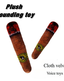 Cigar Shaped Plush Dog Toy – Squeaky Teeth Grinding & Chew Toy for Dogs