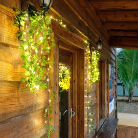 Silk Leaves Artificial Ivy Vine with LED String Lights for Home, Wedding & Party