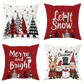 Christmas Pillowcase – Merry Christmas Santa Claus & Tree Design for Sofa Cushion Cover