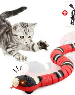 Smart Sensing Interactive Cat Toy – USB Rechargeable Electronic Snake Teaser for Kittens