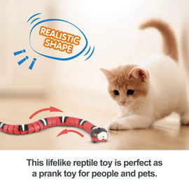 Smart Sensing Interactive Cat Toy – USB Rechargeable Electronic Snake Teaser for Kittens