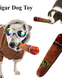 Cigar Shaped Plush Dog Toy – Squeaky Teeth Grinding & Chew Toy for Dogs