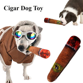 Cigar Shaped Plush Dog Toy – Squeaky Teeth Grinding & Chew Toy for Dogs