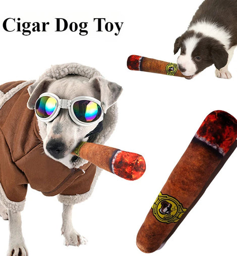 Cigar Shaped Plush Dog Toy – Squeaky Teeth Grinding & Chew Toy for Dogs